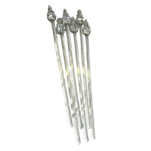 Clear Blown Glass Stir Sticks Trees Swizzle Sticks Stirrers MCM 7” Vintage